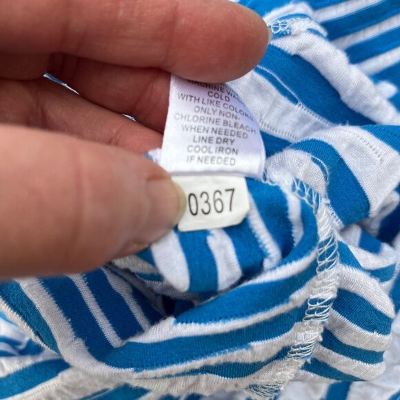 Lulu B Blue & White Striped Textured Womens Shark Bite Tunic Top Medium - Picture 7 of 9